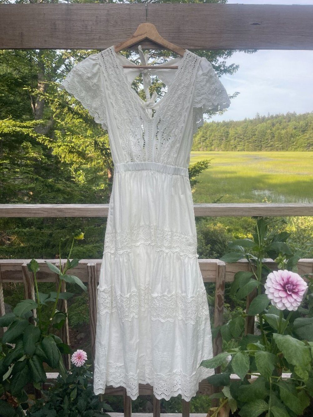 Sea New York Cotton Embroidered Tie-Back Dress 0